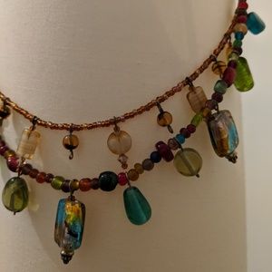 Unique glass bead layering necklaces